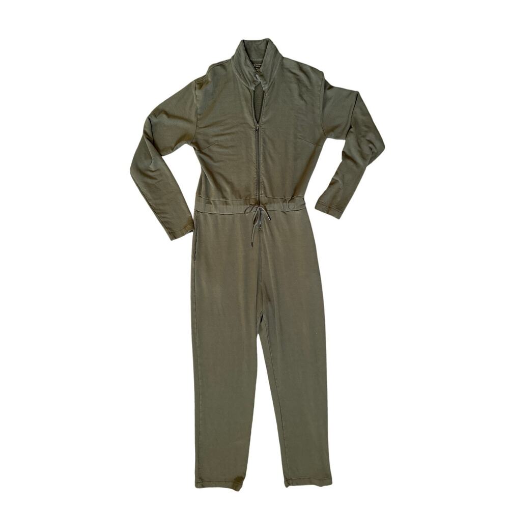 Majestic Filatures Long Sleeve Zip-Front Jumpsuit in Olive Green Size 4/ Large